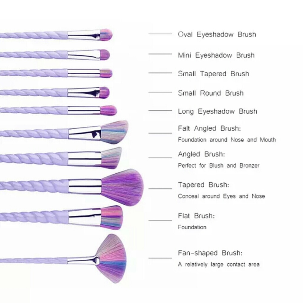 Boutique Unicorn makeup brushes!set of 10 - Picture 2 of 2